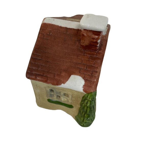 Miniature Christmas Holiday Old Log Cabin Tree Ceramic Primitive - Picture 4 of 5